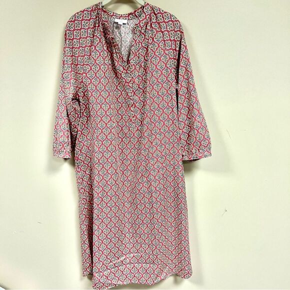 J. Jill Pink and White Patterned Long Sleeve Dress - Picture 2 of 8